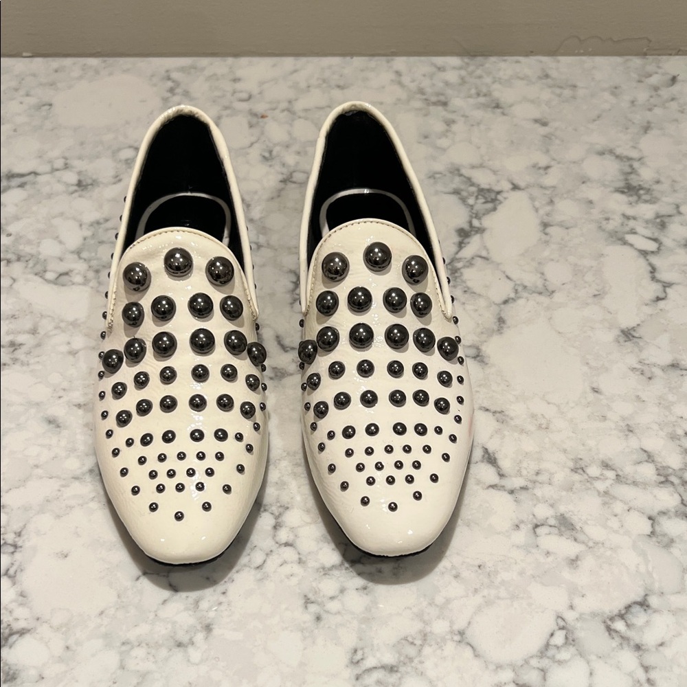 Donald J. Pliner White Studded Flats